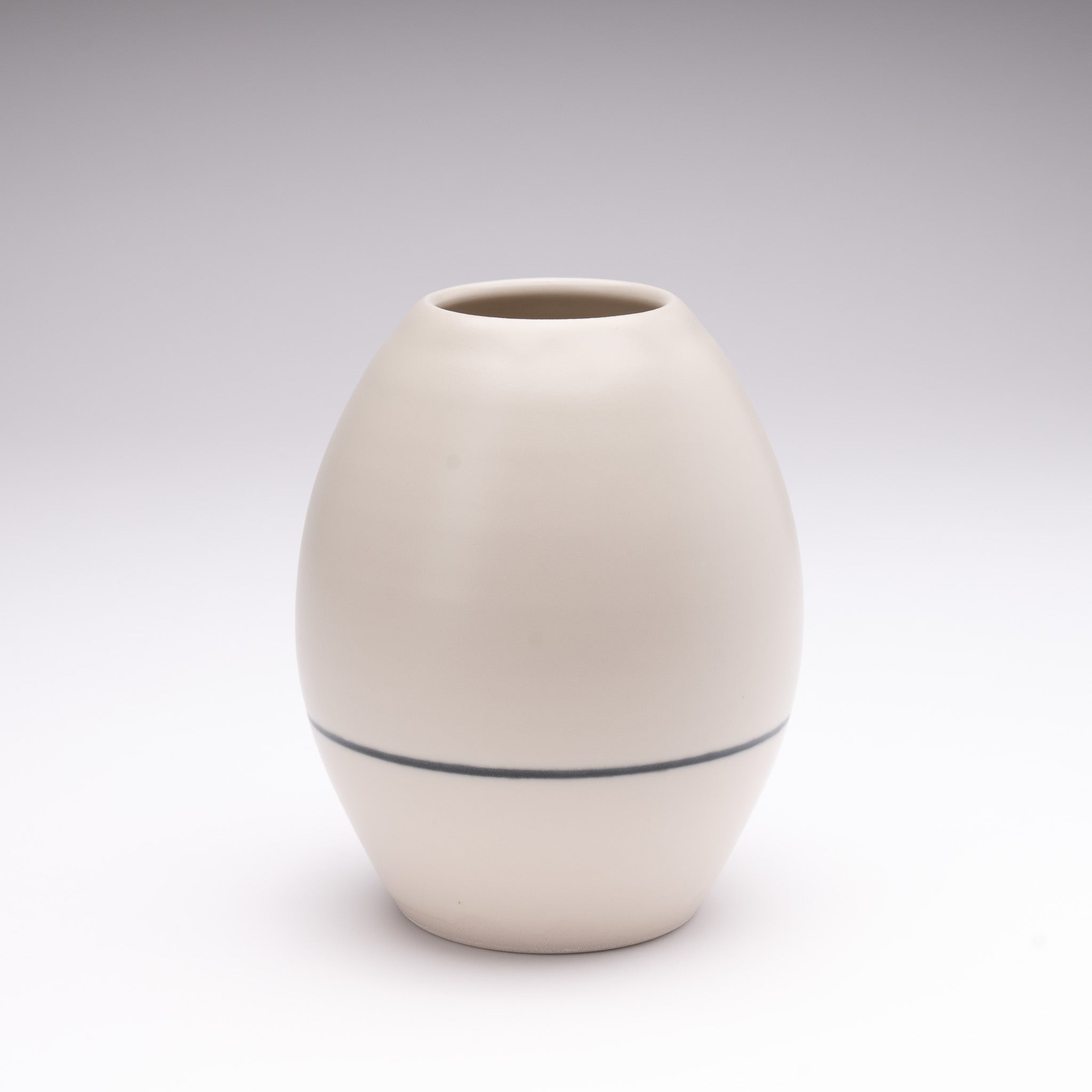Matte White Vase with Stripe