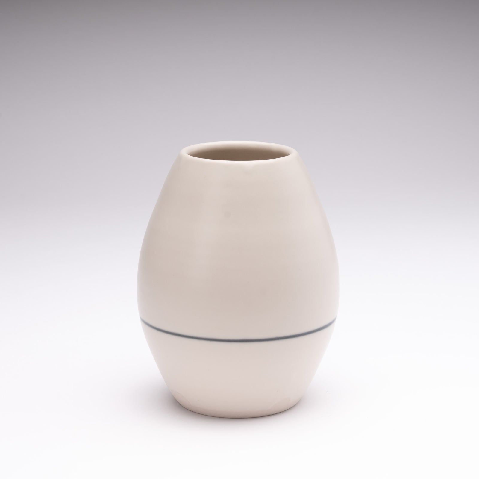 Matte White Vase with Stripe