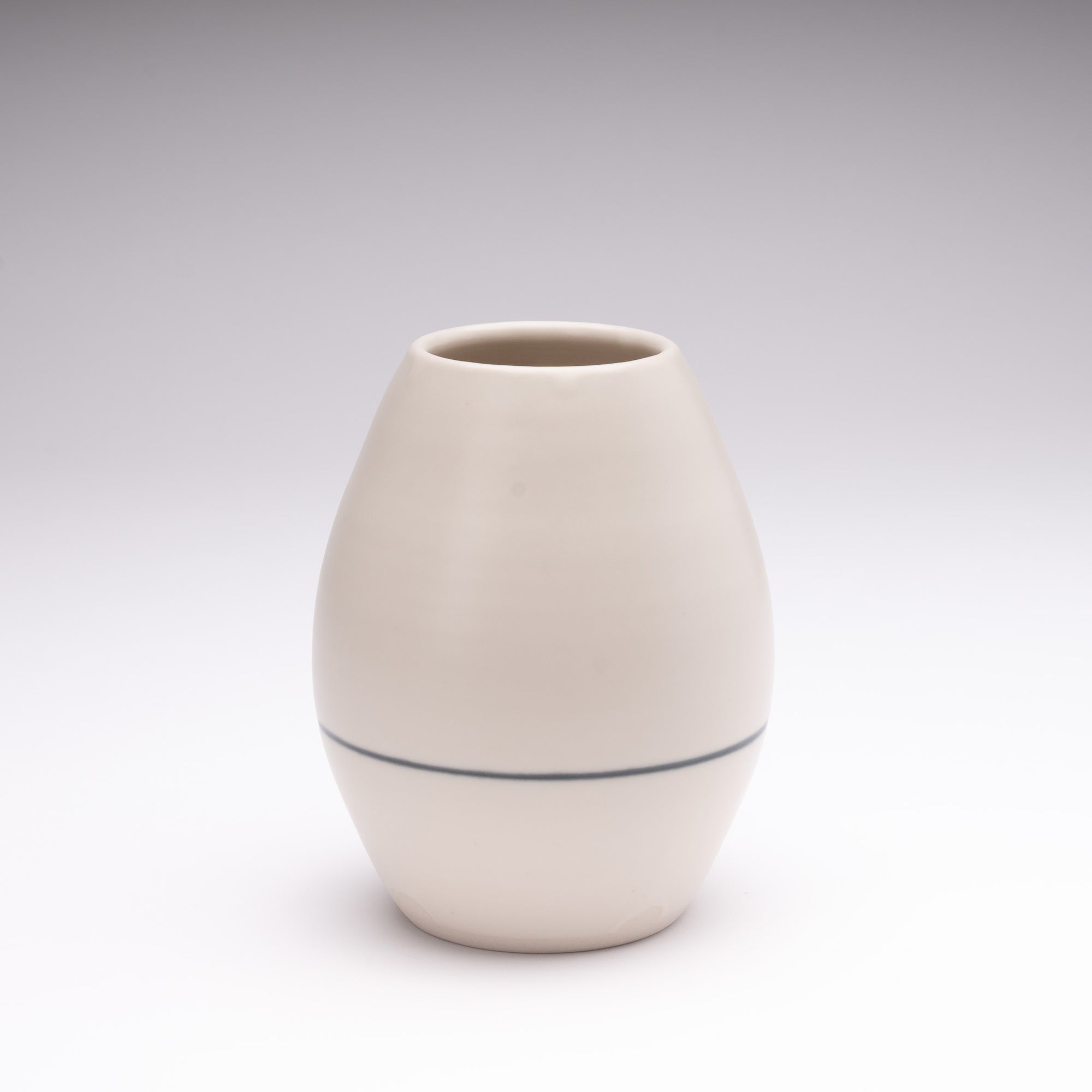Matte White Vase with Stripe
