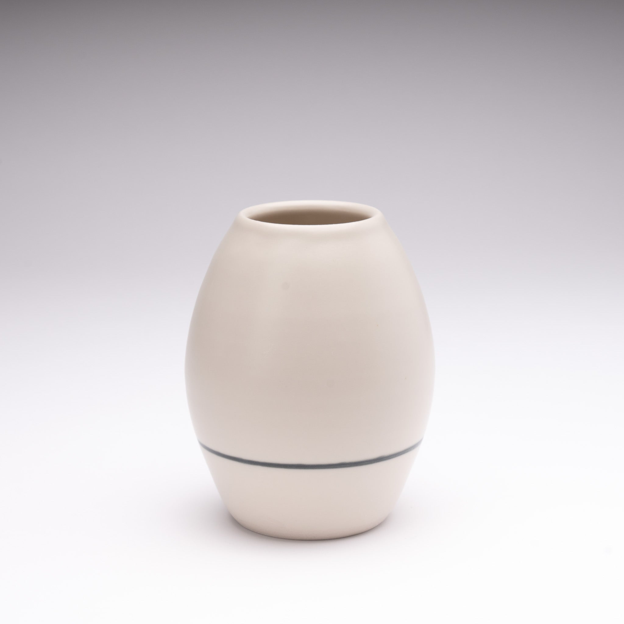 Matte White Vase with Stripe