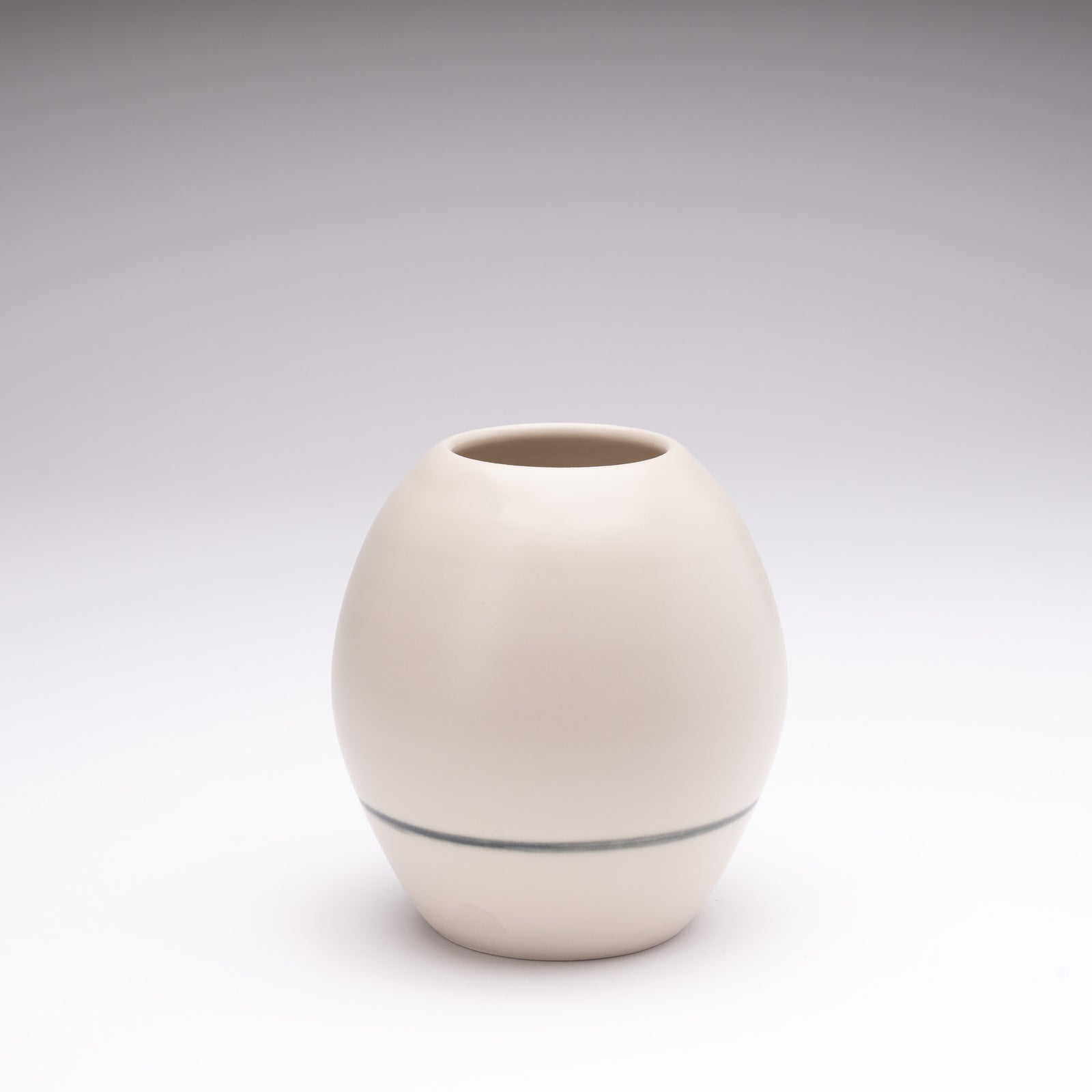 Matte White Vase with Stripe