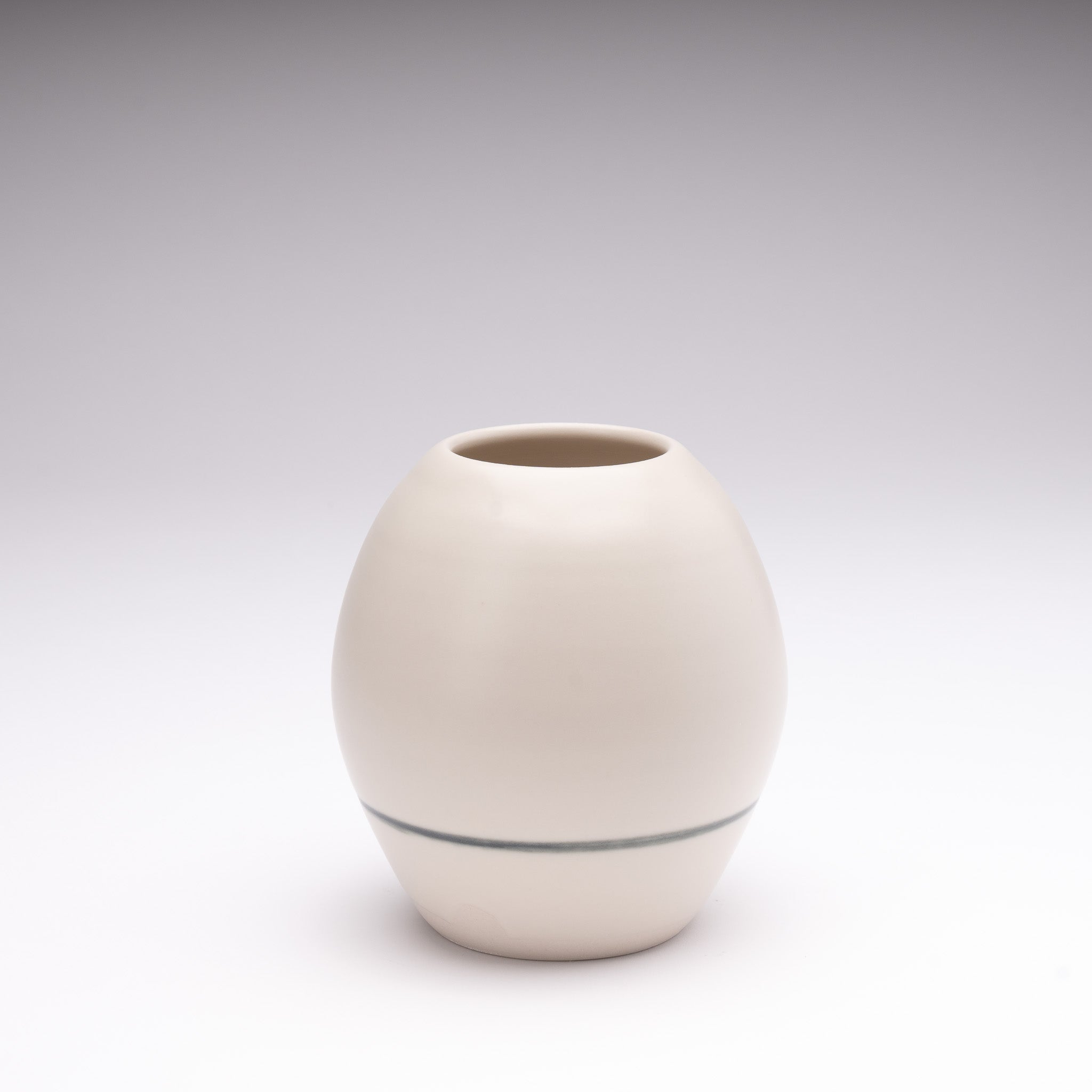 Matte White Vase with Stripe