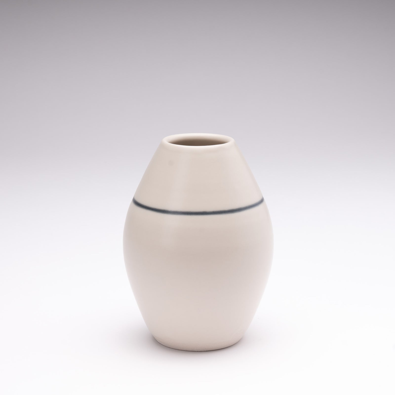 Matte White Vase with Stripe