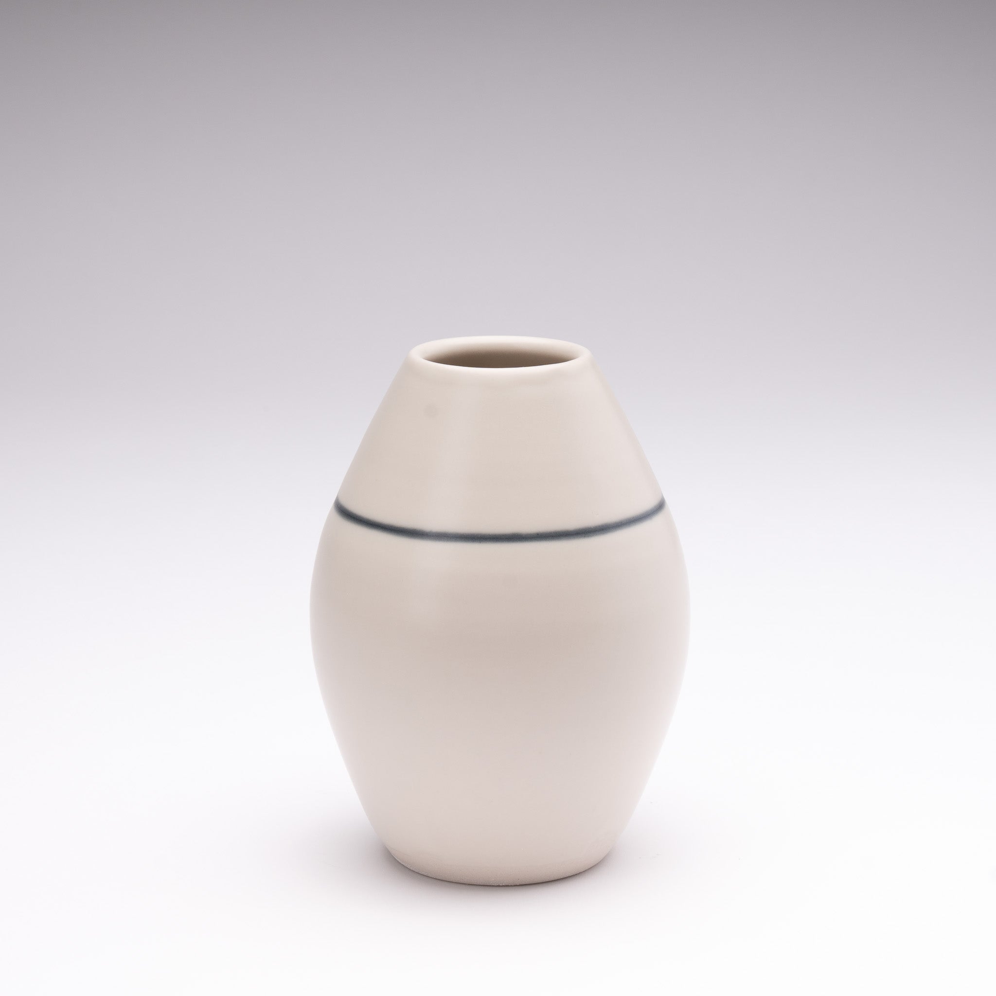 Matte White Vase with Stripe