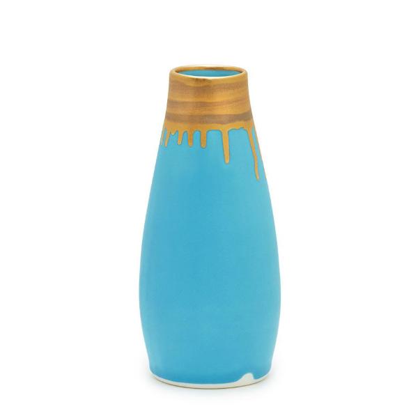 Gramercy Milk Vase- Turquoise and Gold