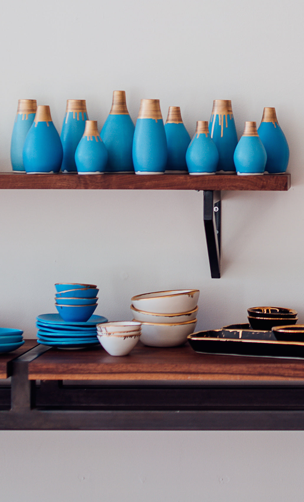 Gramercy Milk Vase- Turquoise and Gold
