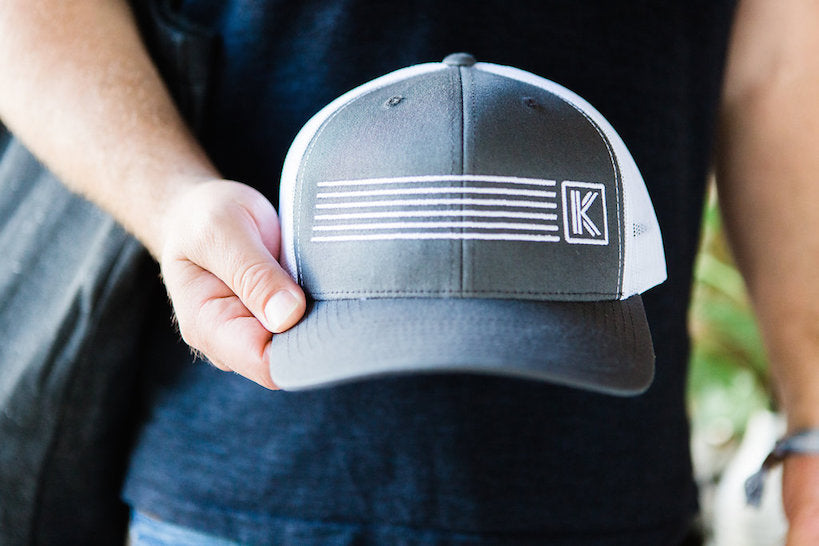 KK Studios Mesh Trucker Hat- Grey/White