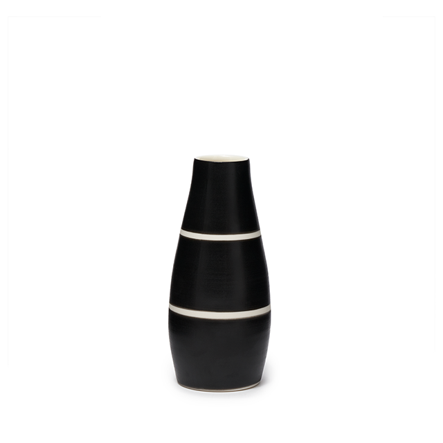 Gramercy Milk Vase - Ltd. Edition Matte Black/White Stripes